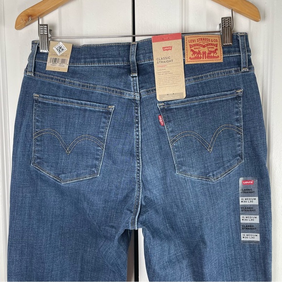 Levi's Classic Straight Jeans Women’s 10 Blue (W30 L30) Mid Rise Hypersoft Denim - Picture 5 of 14